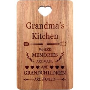 Grandmas Kitchen Wooden‎ Cutting Board Heart Engraved Grandma Gift-13 x 8